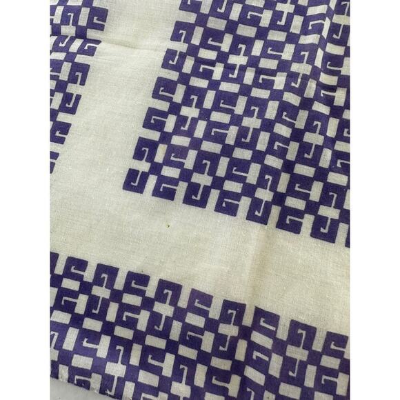 PHILIPPE VENET Bandana Scarves Neckerchief 100% Silk Geometric Purple Ivory​​ - Picture 4 of 6